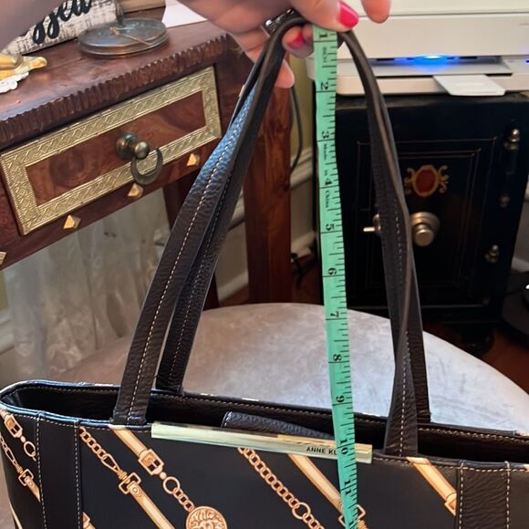Anne Klein Designer Style Chain Print Briefcase Tote Bag Purse - Picture 12 of 12